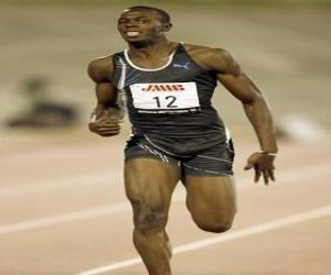 puzzel Usain Bolt in een race