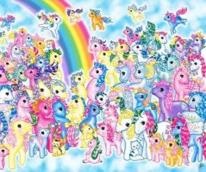 puzzel veel pony&#39;s met regenboog. My Little Pony