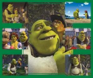 puzzel Verschillende foto&#39;s van Shrek