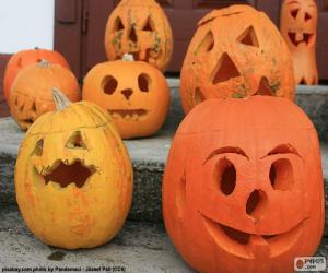 puzzel Verschillende Halloween pompoenen