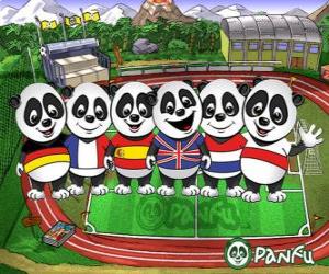 puzzel Verschillende Panfu panda T-shirts van een aantal nationale teams