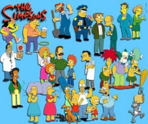 puzzel Verschillende personages uit The Simpsons