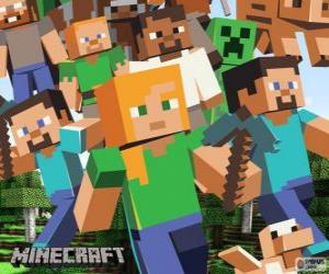 puzzel Verschillende personages uit Minecraft