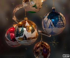 puzzel Vijf ballen kerst