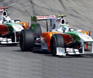 puzzel Vitantonio Liuzzi en Adrian Sutil - Force India - Monza 2010