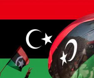 puzzel Vlag van Libië. Met de overwinning van de opstand van 2011 is teruggevonden onder de vlag van 1951