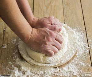 puzzel Voorbereiding van het deeg voor pizza