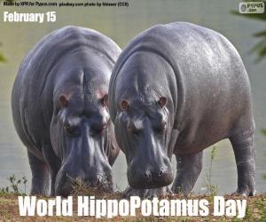 puzzel Wereld HippoPotamus Dag