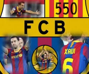 puzzel Xavi Hernandez 550 games voor FC Barcelona